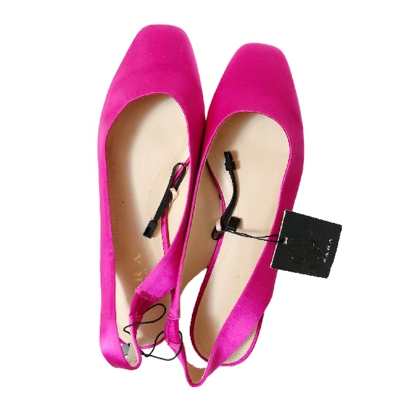 Zara Shoes - Gorgeous Pink Zara Satin Shoes Size 37/6.5  NWT!